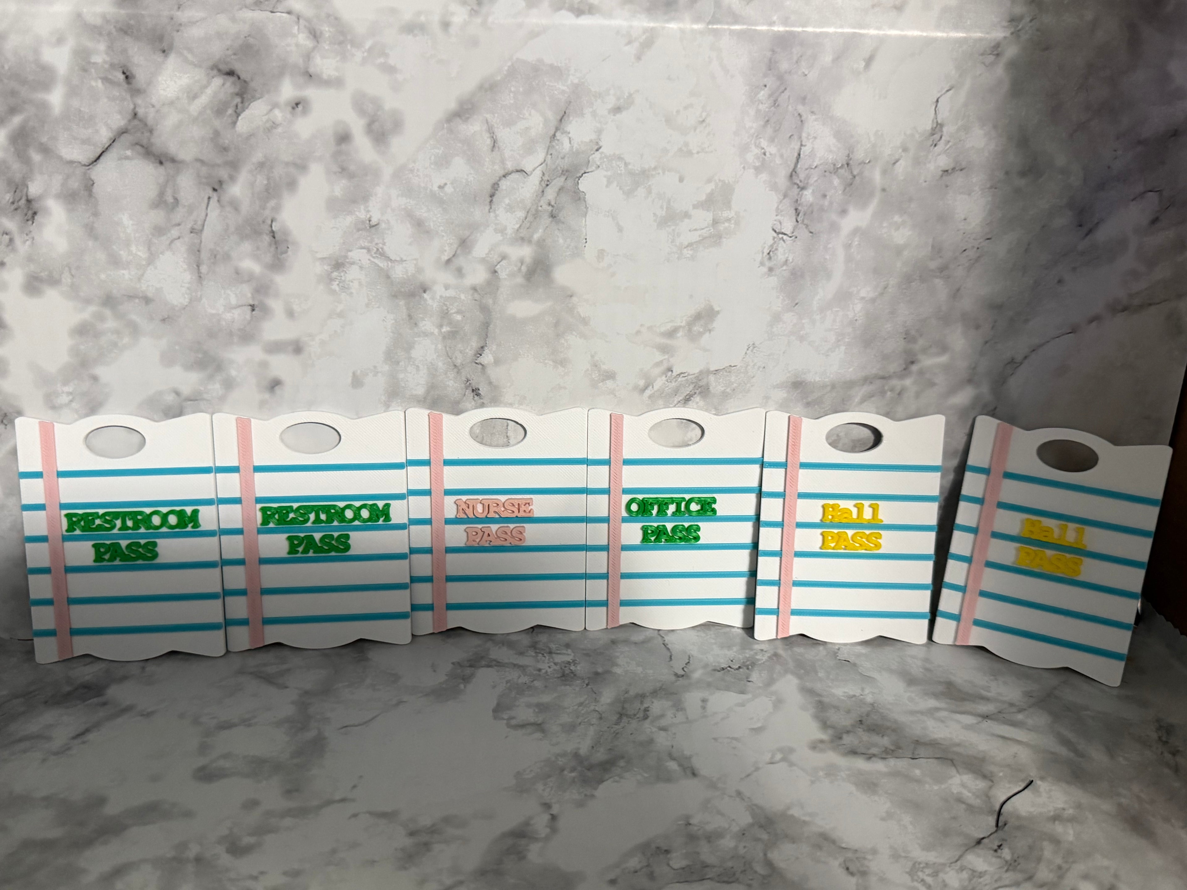 6 Piece Classroom Hall Pass Set – Restroom, Nurse, Office & Hall Passes (Copy)