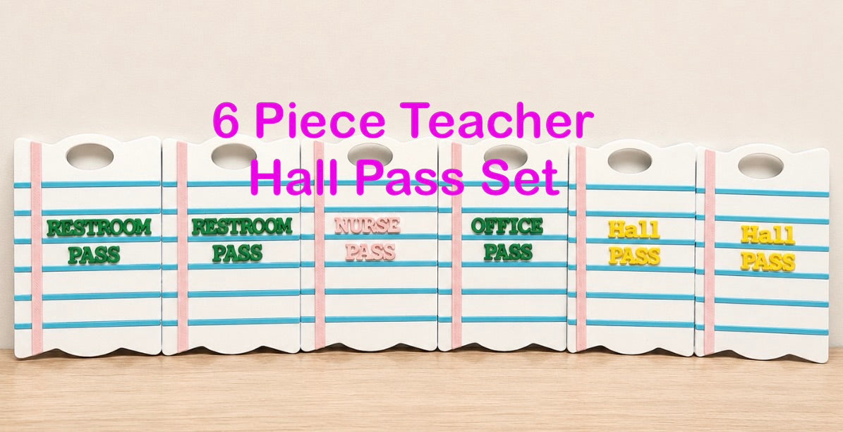 6 Piece Classroom Hall Pass Set – Restroom, Nurse, Office & Hall Passes (Copy)