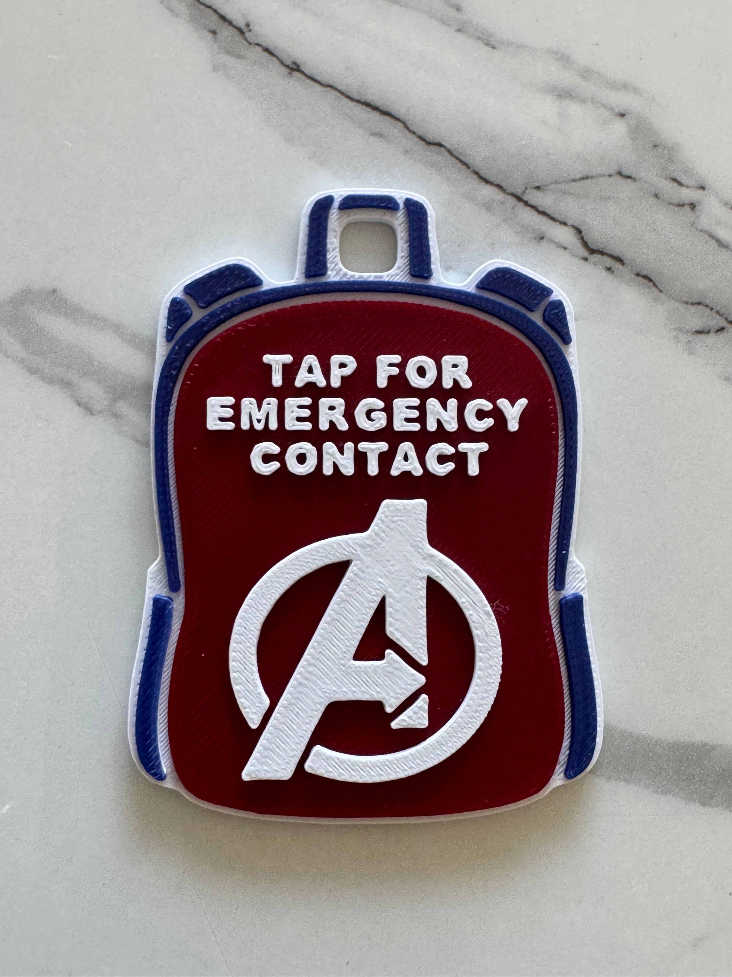 Superhero Inspired NFC Emergency Contact Backpack Tag | 3D Printed Safety Bag Tag