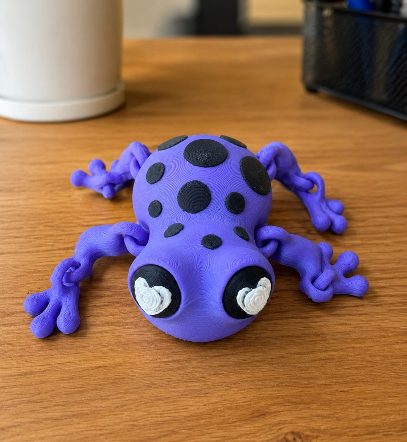 Purple Spotted Flexi Frog – Articulated 3D Printed Toy