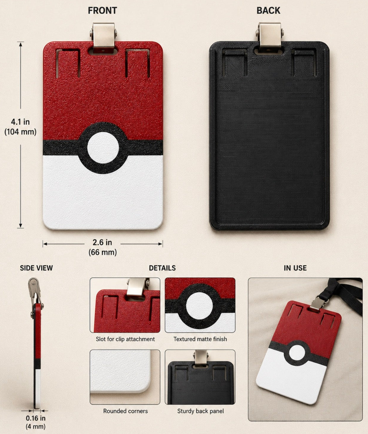 Poké Ball Inspired Badge Holder – 3D Printed ID Holder