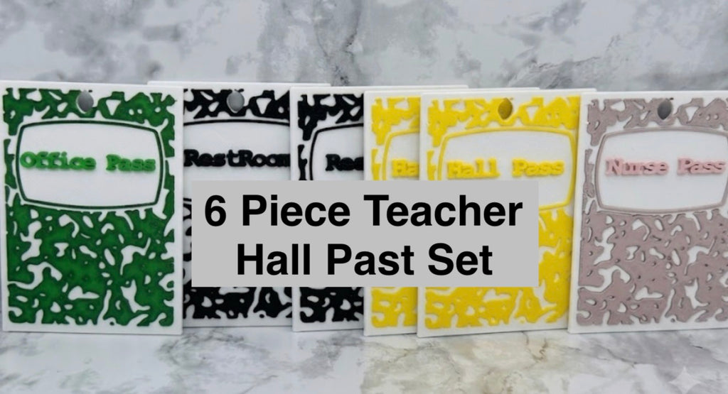 6 Piece Classroom Hall Pass Set – Restroom, Nurse, Office & Hall Passes