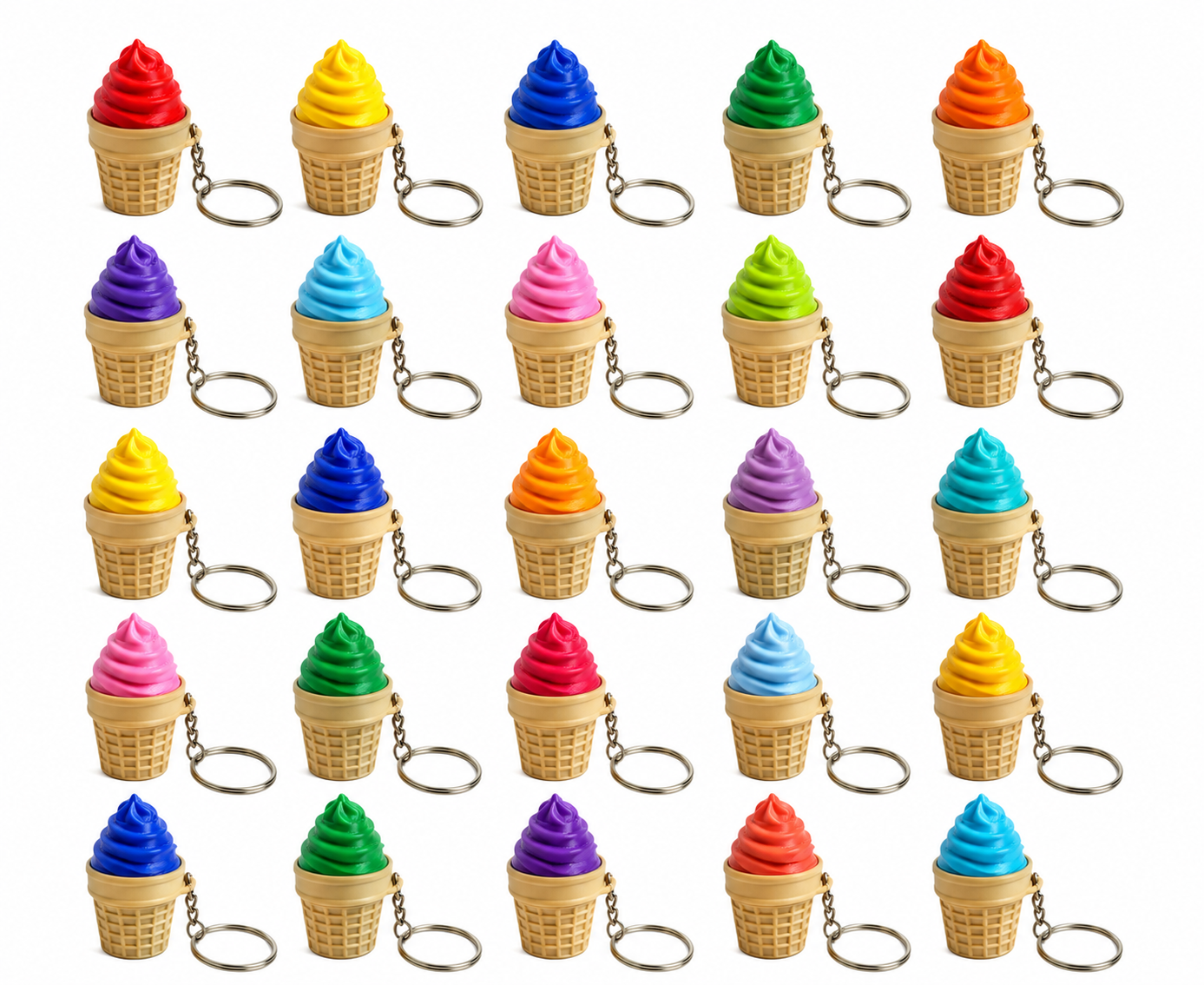 25 Pack Ice Cream Cone Keychains – Colorful Clicker Fidget Party Favors