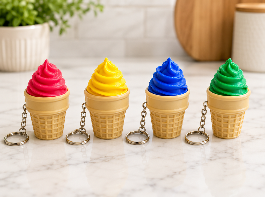 25 Pack Ice Cream Cone Keychains – Colorful Clicker Fidget Party Favors