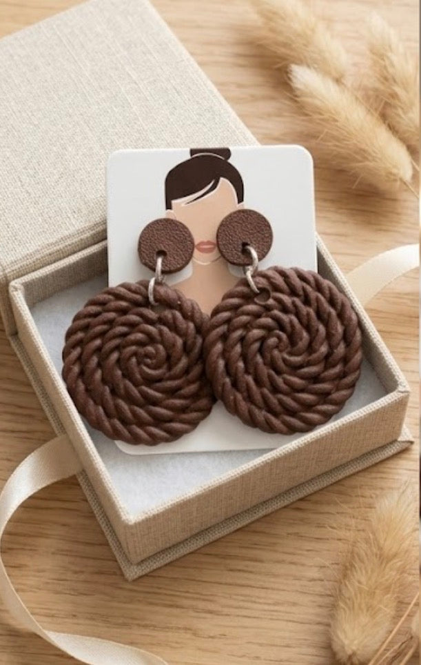 3D-printed spiral earrings- Teal