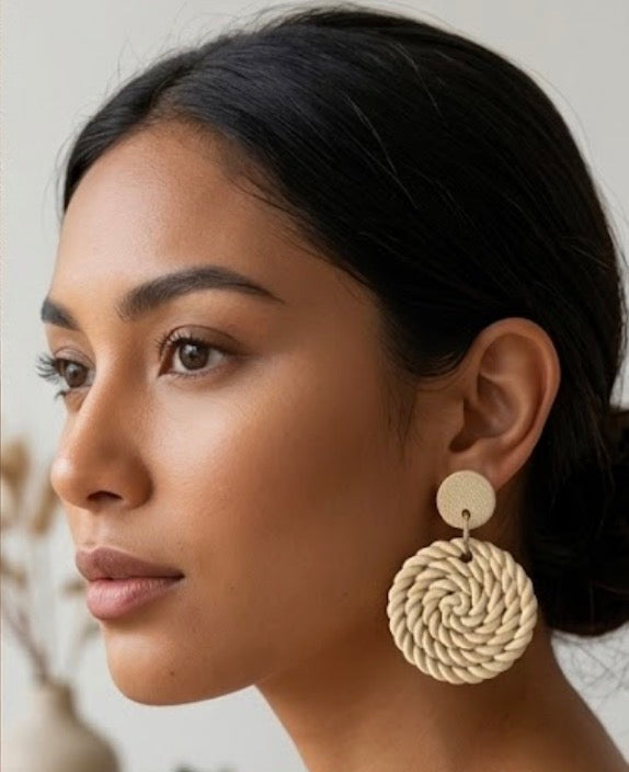 3D-printed spiral earrings- Teal